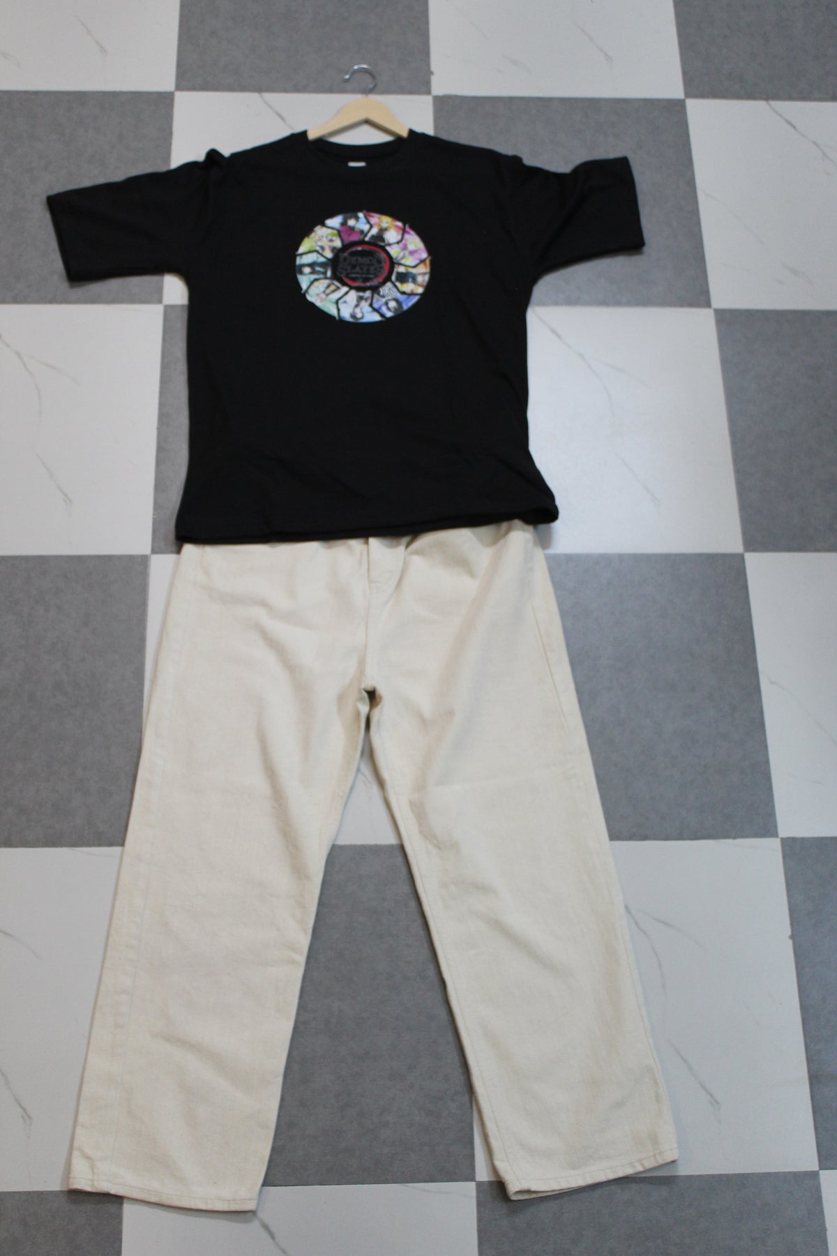 Tee and Pant Combo/ Black T-Shirt With White Trouser Pant